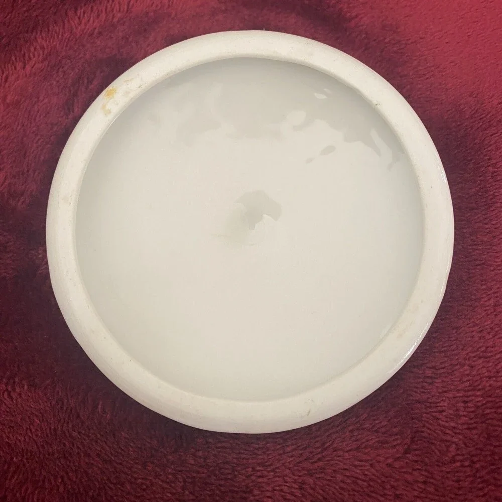 Vintage Porcelain Courting Couple Floral Cotton Ball Vanity Jar West Germany